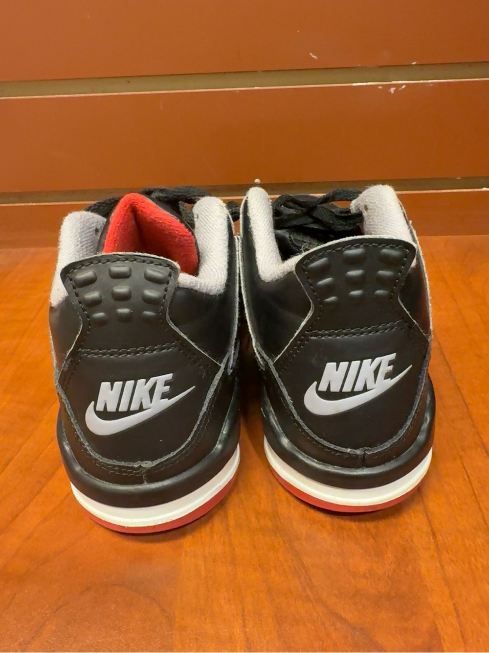 Nike Air Jordan 4 Retro Bred Black Red Kids Sneakers Size 2Y | Classic &Stylish - Picture 5 of 6